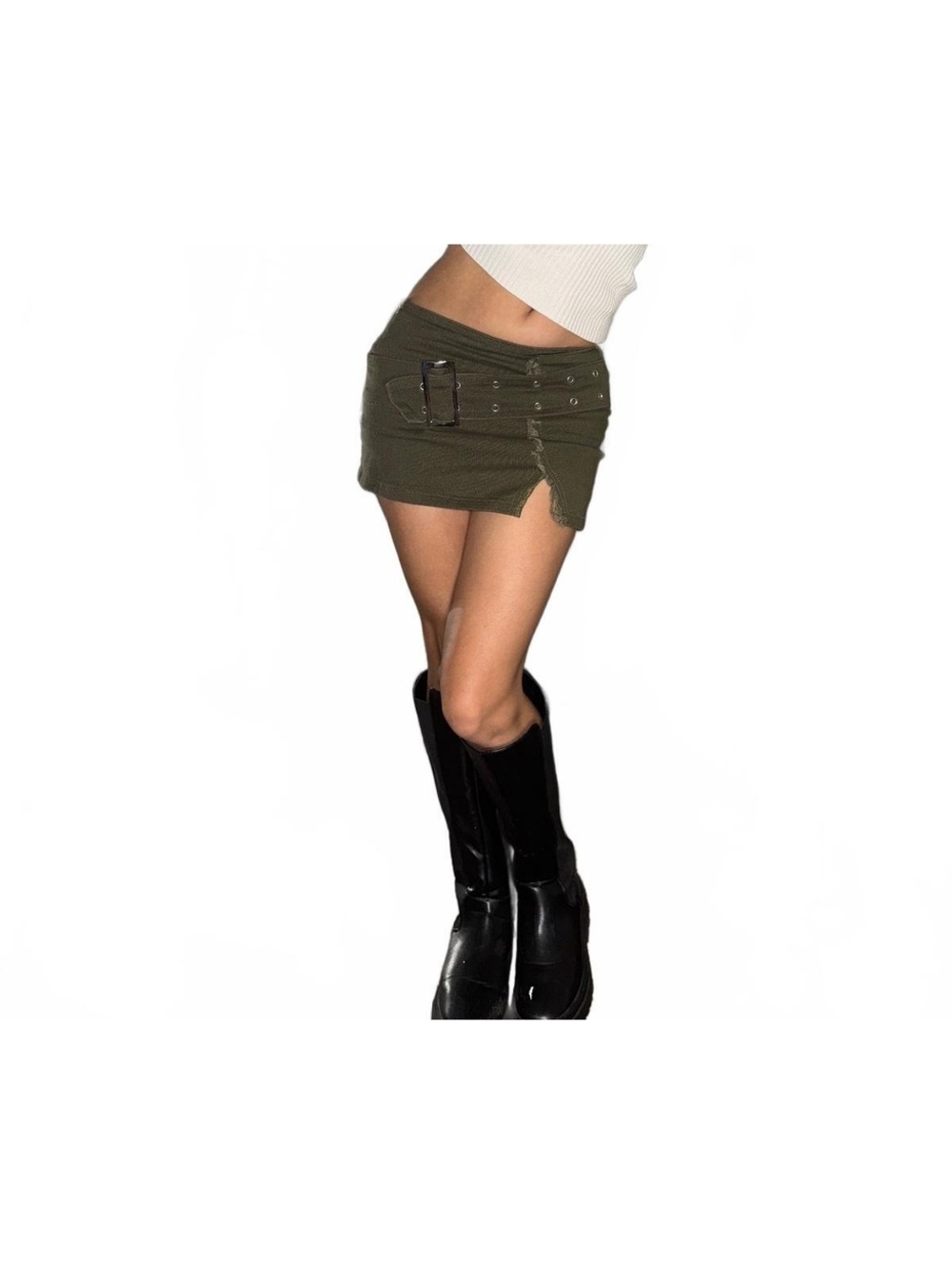 NWOT Revolve 90s Grunge Army Green Body Con Utility Mini Pencil Skirt Size XS